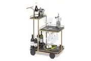Black and French Brass Wooden 3-Tier Bar Cart Drinks Trolley
