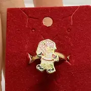 Vtg AGC 1980s Strawberry Shortcake Enamel Adjustable Ring - New On Card - Sz 4