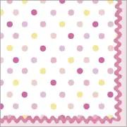 Tickled Pink Girl Butterfly Polka Dot Cute Baby Shower Party Beverage Napkins