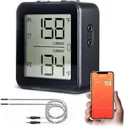 Wireless Bluetooth Meat Thermometer with Dual Probe for Grill Smoker BBQ Dual Timer Alarm, Smart APP Instant Cooking Thermometer for iOS, Android