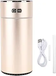 Aromatherapy Machine 300ml Portable Car Air Freshener with 900mAh Battery, Dual Spray Diffuser Humidifier for Office Home Travel (Gold)