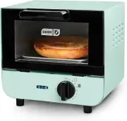 Mini Toaster Oven W/ Baking Tray, Rack, Auto Shut off - Aqua