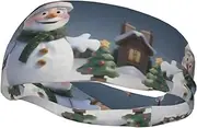 [CADREWY] Christmas Santa Snowman Print Stylish Sports Sweatband Stretchy Breathable and Moisture Wicking Headband for Gym