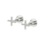 Round Brass Cross Handle Shower Wall Taps - PVD Brushed Nickel