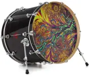 Decal Skin FITS 22" Bass Kick Drum Fire And Water HEAD NOT INCLUDED