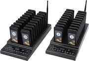 Restaurant Pager System, Rechargeable Restaurant Buzzer Pagers, Paging System with Vibration, Flashing and Buzzer, for Hospital Food Truck Church, Hotel (40 Pagers)(AU Plug)