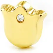[Monde Petit] Mondepetit 9K Yellow Gold Piercing Tulip Cartilage Cubic Zirconia Glitter Gift Box, Yellow Gold