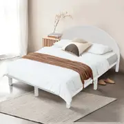 ACA Bed Frame Double Size Wooden Mattress Base Timber Platform Round Headboard Bedhead White