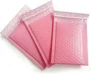 AIMALL 50PCS Poly Bubble Mailer Envelope Padded Bag Pink Cushioned Mailers 4 Sizes, Pearlescent Film Cushioned Mailers for Secure Mailing