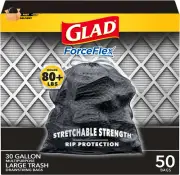 Large Drawstring Trash Bags, Forceflex 30 Gallon Black Trash Bags, 50 Count (Pa
