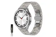 WASSUP for Samsung Galaxy Watch 4/4 Classic/5/5 Pro/6/6 Classic Butterfly Buckle Titanium Bracelet-Silver