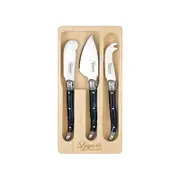 3pc Laguiole Etiquette Mini Soft Cheese/Pate Knife Set Utensils Marble Black