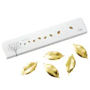 Japanese Camellia Leaf Chopstick Rest Holder Set of 5 Boxed For Gift / Gold