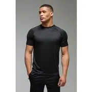 Mens Black Man Active Lightweight Essentials Gym Regular Fit Raglan T-shirt