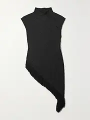 [Proenza Schouler] Proenza Schouler - Asymmetric Fringed Crepe Top - Black - US0 US 0 Black