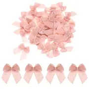 50Pcs Mini Ribbon Bows 5" Mini Fabric Satin Ribbon Gift Flower Bows Pale Mauve