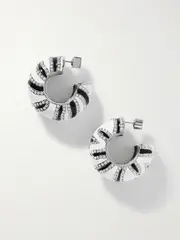 [Jacquemus] Jacquemus - Zebra Silver-tone, Enamel And Crystal Hoop Earrings - One size One size Silver
