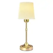 Cordless LED Metal Table Lamp, Portable Fabric Shade Desk Lamp, 3 Light Golden