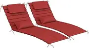 AOFEITE 2PCS Outdoor Water-Resistant Olefin Chaise Lounge Cushions with Pillow, Weather and Fade Resistant Foldable Quilted Patio Reclining Lounger Chair Cushions with Straps, Red, 81" L x 27" W