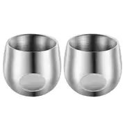 Stainless Steel Espresso Cups 2Pcs, 150Ml Double Wall Insulated Unbreakable Tumbler Small Cup for Outdoor Picnics Party Silver