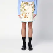 [Prada] Sand-coloured mini skirt with silk print 40 IT Beige