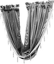 Ipetboom Charming Tassel Short Kitchen Curtains Window Drapes for Living Room Bedroom Hall Home Decor Deep