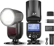NEEWER Z1-N TTL Flash Unit for Nikon DSLR Cameras, Round Head Flash Light 76 Ws 2.4G 1/8000s HSS Flash, 10 Level LED Modelling Lamp, 2600 mAh Lithium Battery, 480 Full Power Recordings, Recycling in