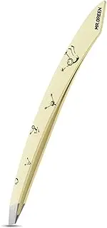 MR.GREEN Curve Handle Eyebrows Tweezers Professional Fine Hairs Removal Puller Makeup Tools Stainless Steel Beauty Clips Removal (Yellow)