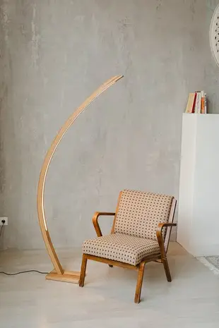 Wood floor lamp Arc floor lamp Modern floor lamp Standing lamp Led torchiere