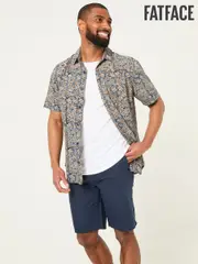 FatFace Blue Short Sleeve Authentic Indian Hand Block Print Shirt (AW4748) | $111
