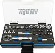 VÄRMA 30-Piece Tool Set, Includes Dual-head Stubby Ratchet, Screwdriver Bits, (S-, PH-, Hex-, T-, Bit), Bits Adapter, Low-profile socket, Reversible 72-teeth Ratchet Wrench Socket Set for Tight Spaces