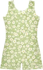 [FRODOTGV] Blooming Flower Green Girls' Gymnastics Leotards Kids 1 Piecing Dance Unitards for Gymnastics, Dance, Cheer, Yoga