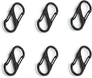 [Egowry] S Carabiner,Black Double Sided S biner Keychain 6 Pieces Stainless Zipper Clips Anti Theft for Keys Backpacks