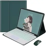 Jarttarn Keyboard Case Compatible with Samsung Galaxy Tab A9 Plus 2023 (SM-X216/X210) with Pen Holder,7 Color Backlit Keyboard with Touchpad + Mouse,PU Stand Cover for Tablet (Green)