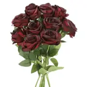 10 Pcs Roses Artificial Flowers, Fake Roses Silk Flowers with Stems, Red