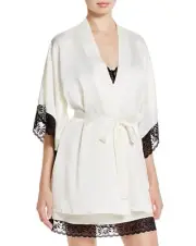 NEW JOSIE BY NATORI $78 WARM WHITE COQUETTE WRAP ROBE SZ M MEDIUM