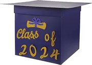 Beatifufu Box Graduation for First Prime Graduation Key Topper Wishing Party Invitation Card Boxes for Parties Blue Paper