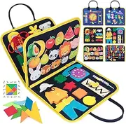Busy Board, Montessori Toys for Toddlers, Toddler Sensory Toys Preschool Educational Busy Book Travel Toys for Toddlers 3 4 5 Year Old Girls Boys Plane Car Activities Baby Quiet Book