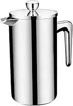GRIRIW Stainless Steel Filtration Teapot Heat Resistant for Coffee Tea 1000ml Manual Pot Strainer Easy to Clean Fashion Design