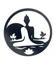 Willow & Silk Laser-Cut 60cm Black Yin & Yang Buddha Round Metal Wall Art/Decor