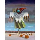 Wilgan, Scarecrow, Pumpkin Field, Halloween Painting, Original Oil Painting