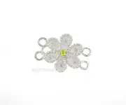 Sterling Silver 2-strand Butterfly Hook & Eye Clasp with CZ Yellow #51291