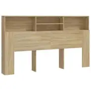Wooden Headboard Bed Storage Shelf Rack Head Bedhead Sonoma Oak Queen Size 180cm