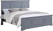 Grey Solid Wooden Bed Frame Slats Support in Queen Size