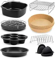 Square Air Fryer Accessories 9 Inch, Compatible for Cosori,Compatible for Phillips，，Compatible for Tefal Etc 5.6-8.3L Deep Basket Airfryer