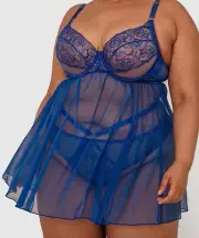 Bras N Things Curvalicious Babydoll 10G/H Cobalt Blue Free Postage