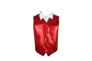 Red Boys Junior Sequin Patterned Vest Waistcoat