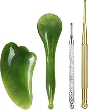 Manual Acupuncture Pen Gua Sha Facial Tool Self Massage Board and Pointing Pen Facial Reflexology Massage Tool Ear Acupuncture Pen Guasha Scraping Board and Eye Scraping Pen (Totally 4 Pieces)