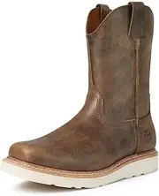 [SUREWAY] Western Boots - Men’s Square Toe Work Boot,Pull On Leather Wellington Boots,Durable Classic Slip Resistant Soft Toe Cowboy Boot
