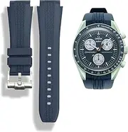 [Hontao] Bands for Moonswatch Watch,Stereo Curved No Gap Rubber Strap Compatible with Omega X Swatch Moonswatch Speedmaster 20mm Watch,Swatch Omega Moonswatch Speedmaster Watch Replacement Band Men Women